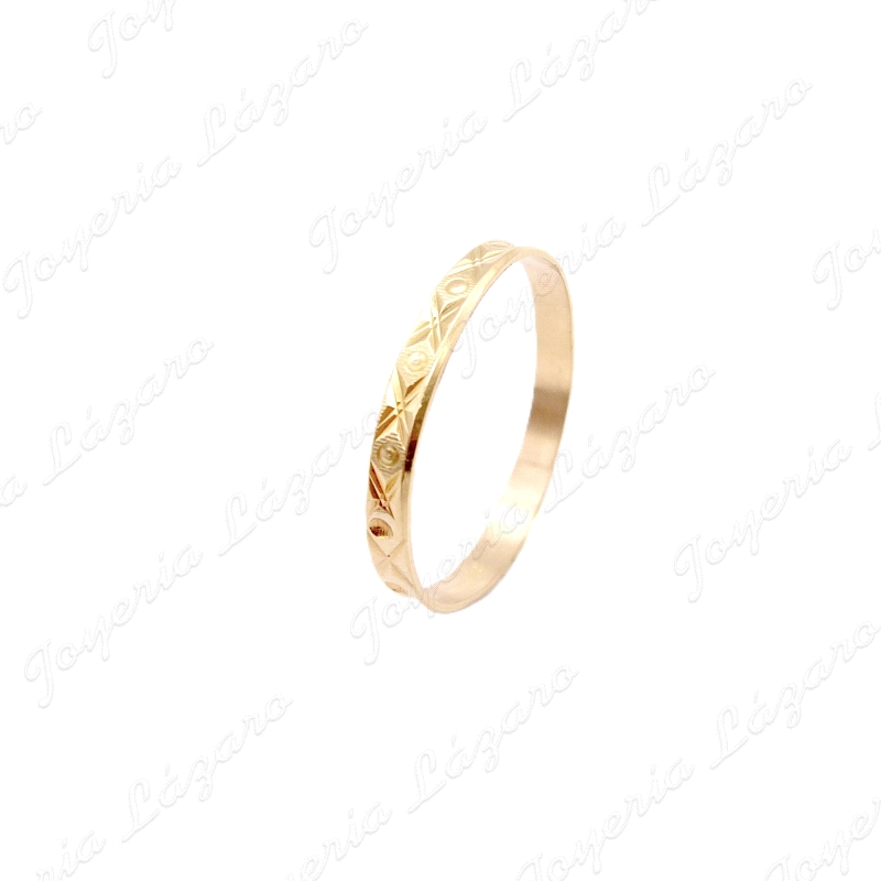 ALIANZA ORO 18KT OCASION 3MM TALLADO X Y CIRCULO