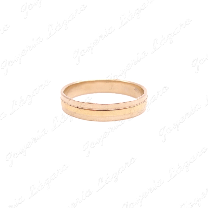 ALIANZA ORO 18KT OCASION 4MM 3 BANDAS BRILLO