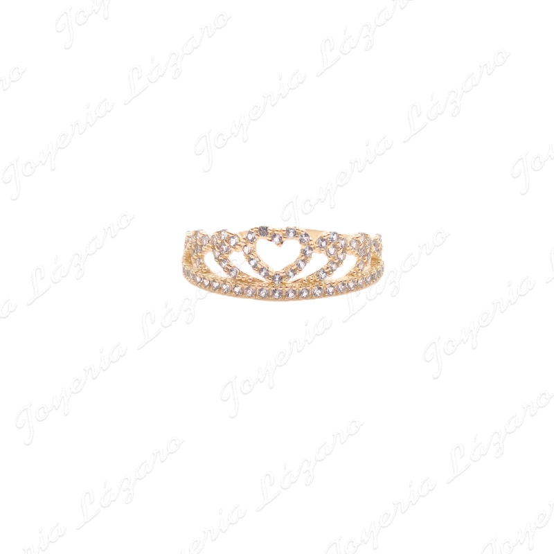 SORTIJA ORO 18 KTS CORONA CORAZON MICROCIRCO AGUAMARINA