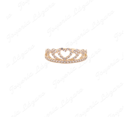 SORTIJA ORO 18 KTS CORONA CORAZON MICROCIRCO AGUAMARINA