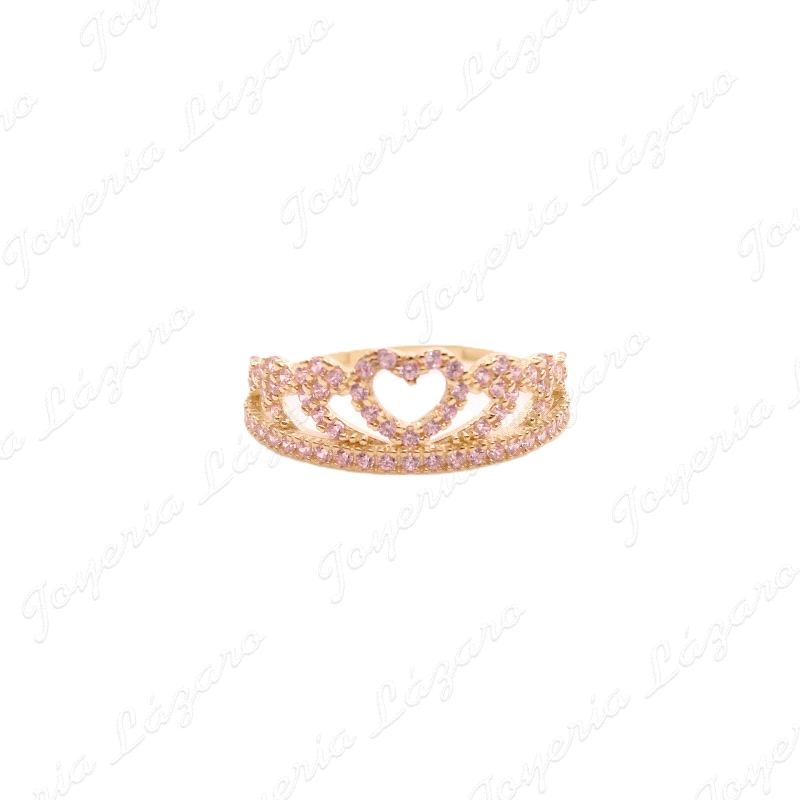 SORTIJA ORO 18 KTS CORONA CORAZON MICROCIRCO ROSAS