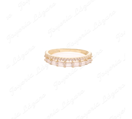 SORTIJA ORO 18 KTS 2 BANDAS CIRCO BAGUETTE+ MICROCIRCO