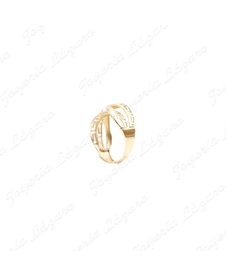 SORTIJA ORO 18 KTS3 BANDAS CRUZADAS, DOS GRECA