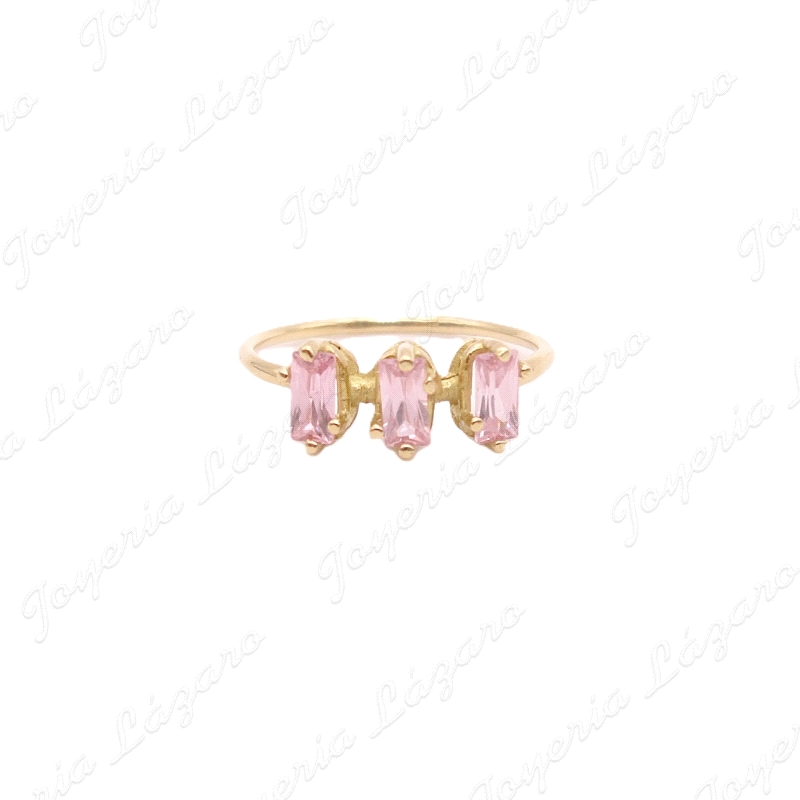 SORTIJA ORO 18 KTS  TRESILLO CIRCO BAGUETTE ROSA