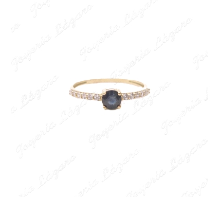 SORTIJA ORO 18 KTS SOLITARIO ONOX+MICROCIRCO