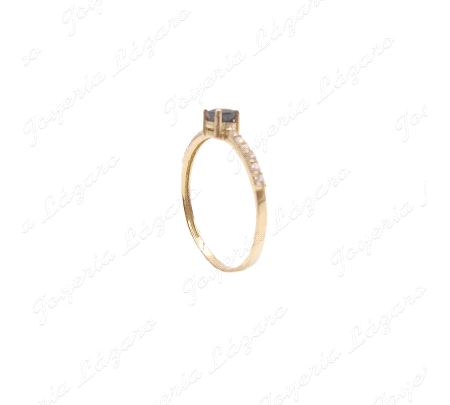 SORTIJA ORO 18 KTS SOLITARIO ONOX+MICROCIRCO