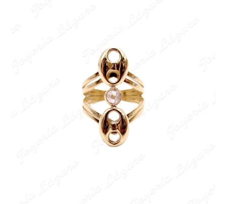 SORTIJA ORO 18 KTS LANZADERA 2 CALABROTES+CIRCO