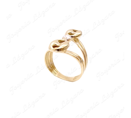 SORTIJA ORO 18 KTS LANZADERA 2 CALABROTES+CIRCO