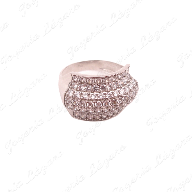 SORTIJA ORO 18 KTS BL. BANDA SUPERIOR CIRCO PAVÉ 15MM