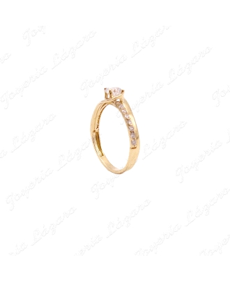 SORTIJA ORO 18 KTS SOLITARIO BRAZOS MICROCIRCO.