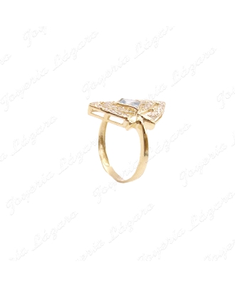 SORTIJA ORO 18 KTS CIRCO CUADRADA AGUAMARINA