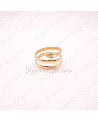 SORTIJA ORO 18 KTS SERPIENTE OJOS VERDES 1VUELTA CABEZA+COLA