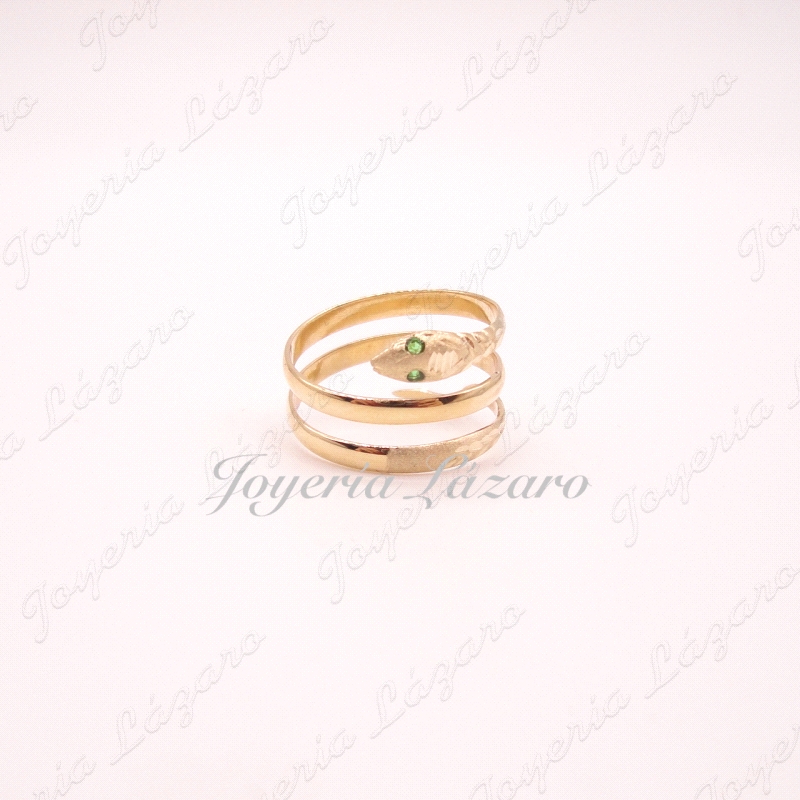 SORTIJA ORO 18 KTS SERPIENTE OJOS VERDES 1VUELTA CABEZA+COLA