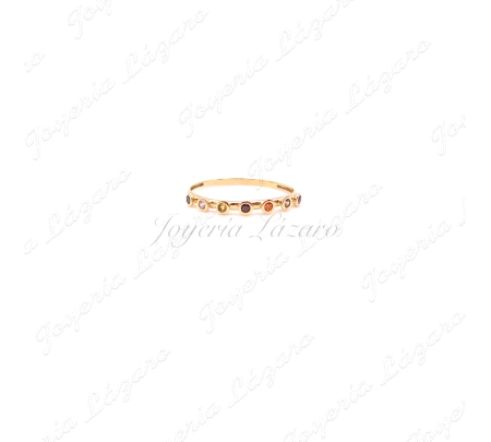 SORTIJA ORO 18 KTS 7CIRCONITAS 2MM MILTICOLOR