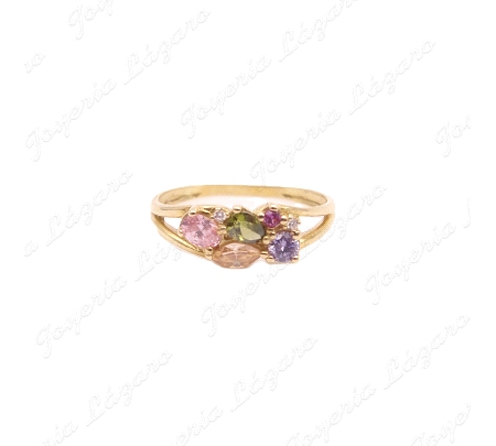 SORTIJA ORO 18 KTS MULTICOLOR CIRCONITAS