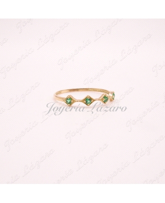 ORO 18 KTS SORTIJA 4 ESMERALDAS LIGERA Nº 14