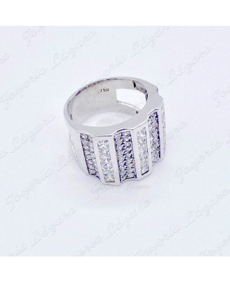 SORTIJA 18KTS BL. CIRCONITAS PAVÉ Y CARRIL