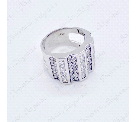 SORTIJA 18KTS BL. CIRCONITAS PAVÉ Y CARRIL