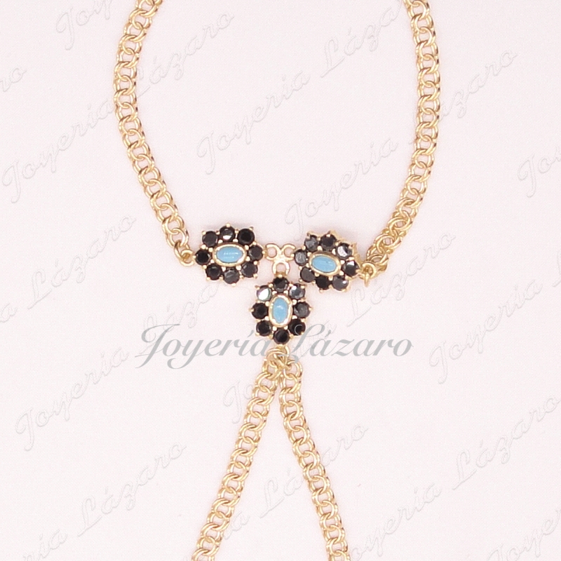 ORO 18 KTS PULSERA ROMANA ZAFIRO,TURQUES