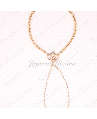 PULSERA ROMANA 18KTS CORAZON ALIANZAS