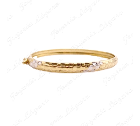 PULSERA 1/2 CAÑA ORO 18 KTS BICOLOR TALLADA  50MM,INT.