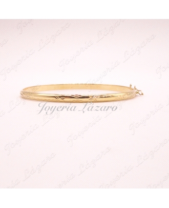 ORO 18 KTS PULSERA 1/2 CAÑA ANCHO 0.4X6.4CM INTERIOR