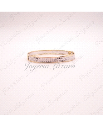 PULSERA 18KTS RIGIDA BIC,TALLADO ESTRELLA,65mm INT.8 ANCHO