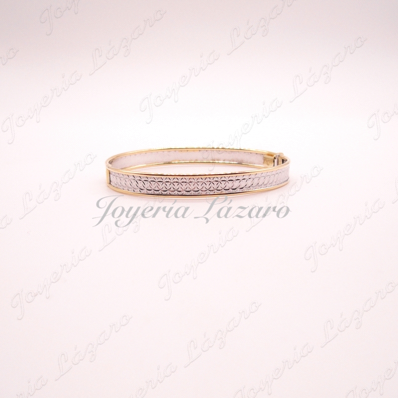 PULSERA 18KTS RIGIDA BIC,TALLADO ESTRELLA,65mm INT.8 ANCHO