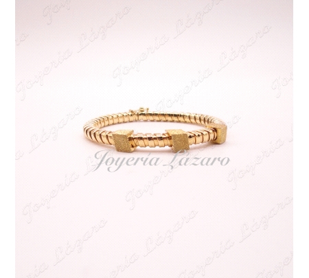 PULSERA 18KTS SEMI RIGIDA CUADRADOS.60mm INT.5 ANCHO