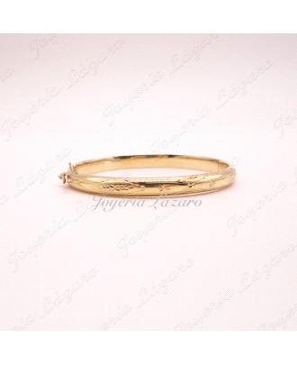 PULSERA 18KTS 1/2 CAÑA ANCHO 0.6X6CM INTERIOR