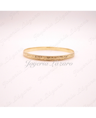 PULSERAS 18KTS RIGIDA MACIZA LABRADA,65mm INT. 5'5 ANCHO