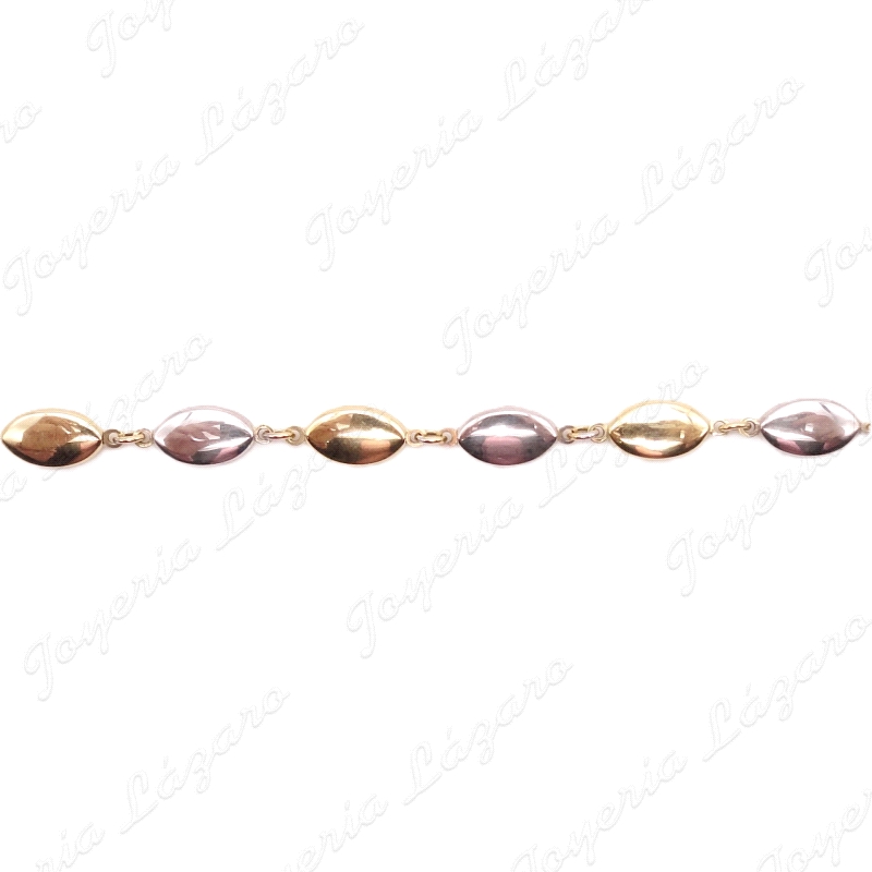 PULSERA ORO 18 KTS PEPITAS  BICOLOR
