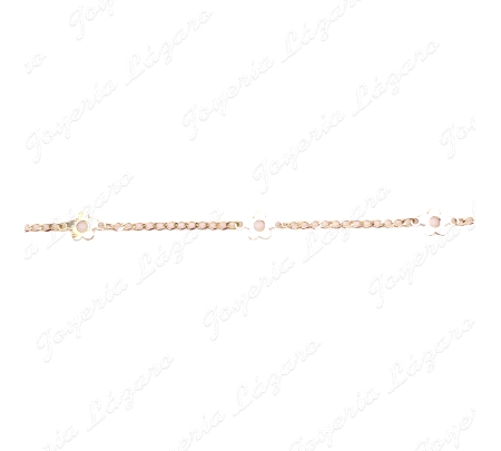 PULSERA BEBE 14CM ORO 18 KTS FLORES 5MM 2 POSTURAS