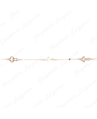 PULSERA ORO 18 KTS CADETE CO MUNION 3 CRUCES ESTABON FANTASIA