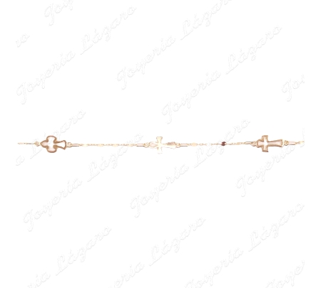 PULSERA ORO 18 KTS CADETE CO MUNION 3 CRUCES ESTABON FANTASIA