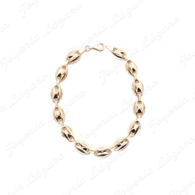PULSERA ORO 18 KTS 13 CALABROTES 11X8.9MM CERCO TALLADO