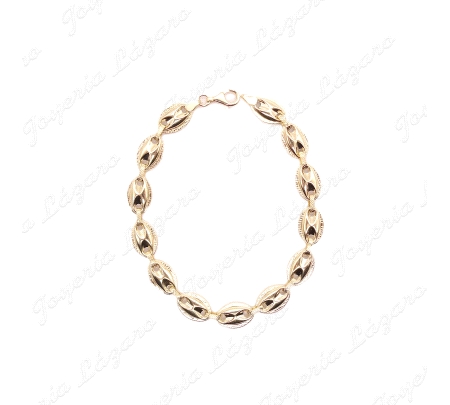 PULSERA ORO 18 KTS 13 CALABROTES 11X8.9MM CERCO TALLADO