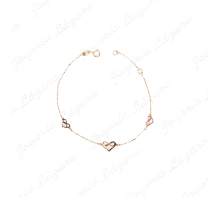 PULSERA ORO 18 KTS 19CM DIAMANTE DE CORAZON-INFINITO 8MM
