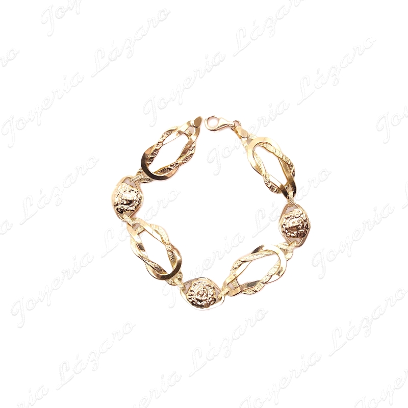 PULSERA ORO 18 KTS DISEÑO ESLABONES NUDOS CON MEDUSA