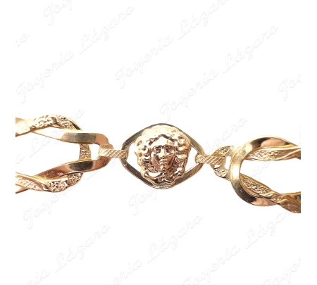 PULSERA ORO 18 KTS DISEÑO ESLABONES NUDOS CON MEDUSA
