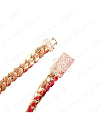 PULSERA ORO 18 KTS CUBANA 8MM CIERRE CAJA CIRCONITAS