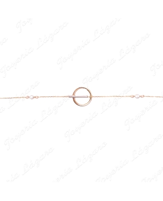 PULSERA ORO 18 KTS 1 ARO CON BARRA+2 CIRCOS EN CADENA FINA