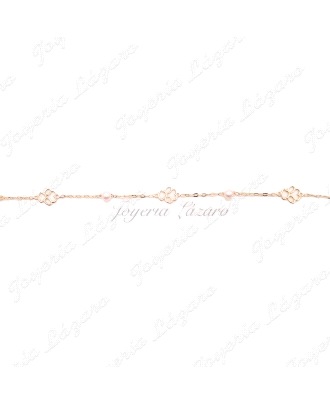 PULSERA ORO 18 KTS PERLITAS+ANGELITO CALADO