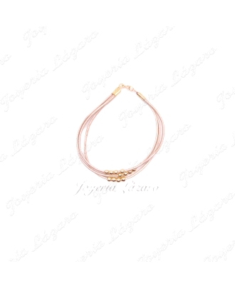PULSERA ORO 18 KTS 3 HILOS NUDE+ BOLAS PASADAS