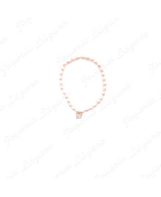 PULSERA ORO 18 KTS ELASTICA PERLAS + MARIPOSA