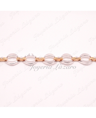 ORO 18 KTS PULSERA BICOLOR BLANCO/ROSA PESADA
