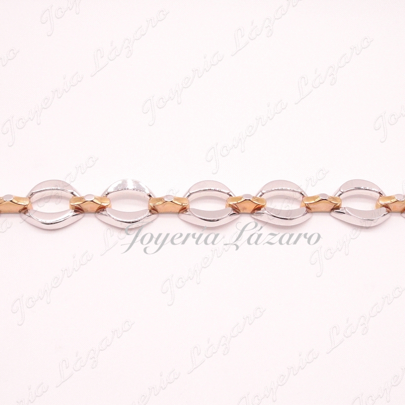 ORO 18 KTS PULSERA BICOLOR BLANCO/ROSA PESADA