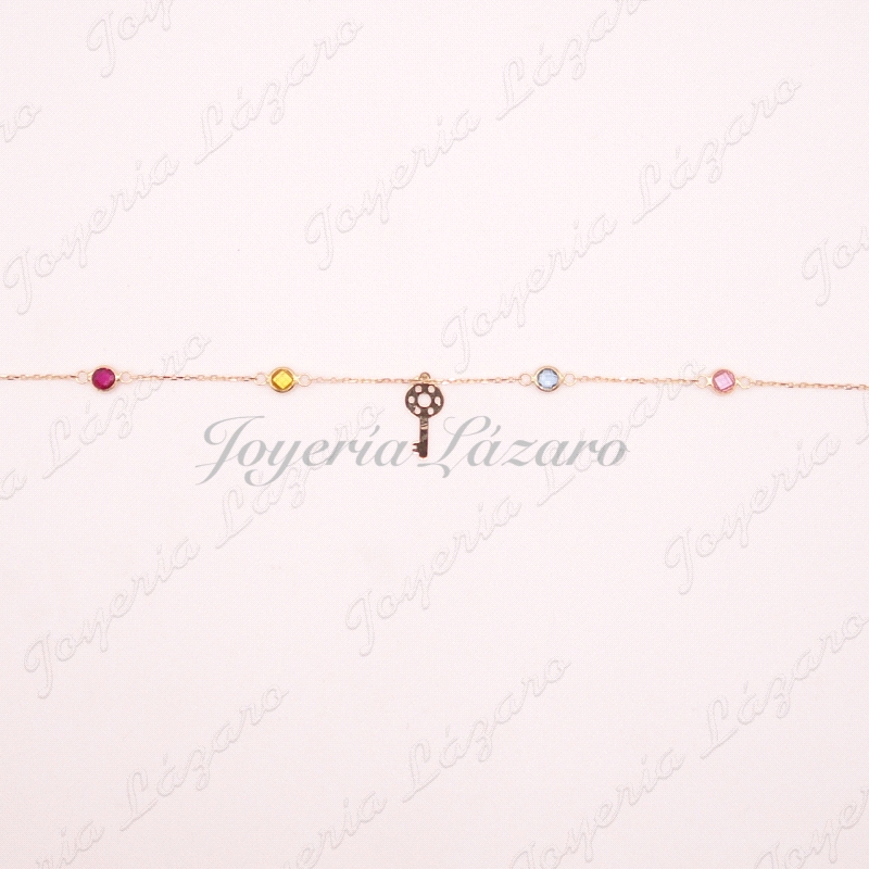 ORO 18 KTS PULSERA TUTIFRUTI+LLAVE