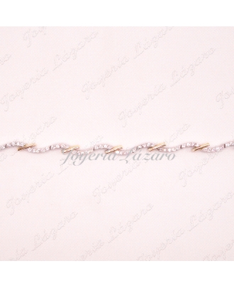 ORO 18 KTS  BICOLOR PULSERA SEÑORA SEMI RIGUIDA,CIRCONITAS