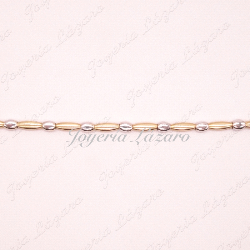 ORO 18 KTS PULSERA bicolor SEMIRIGIDA
